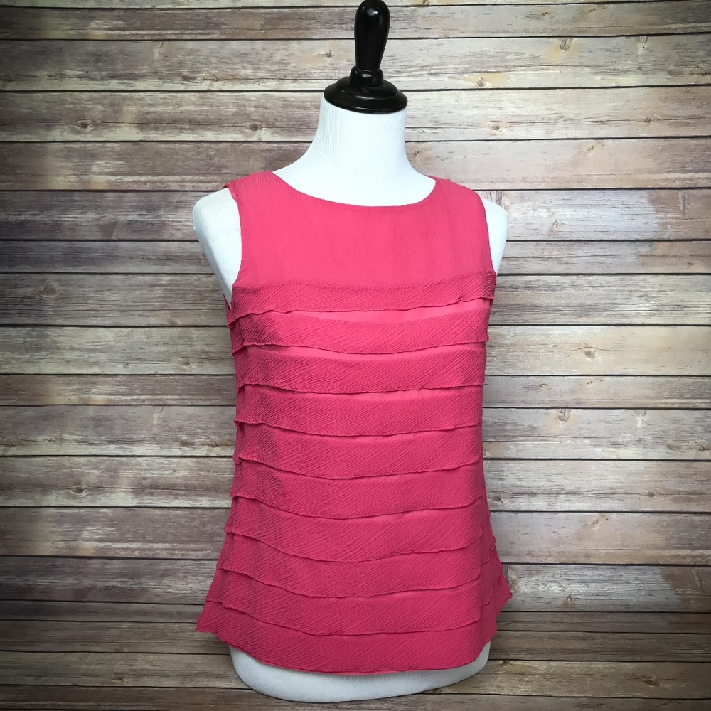 Talbots Silk Tiered Dressy Tank 4 Pink/Salmon EUC